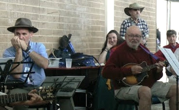 Brain Dunnett on Mandolin â€“ BushMusic Club Rehearsal at National Folk Festival.